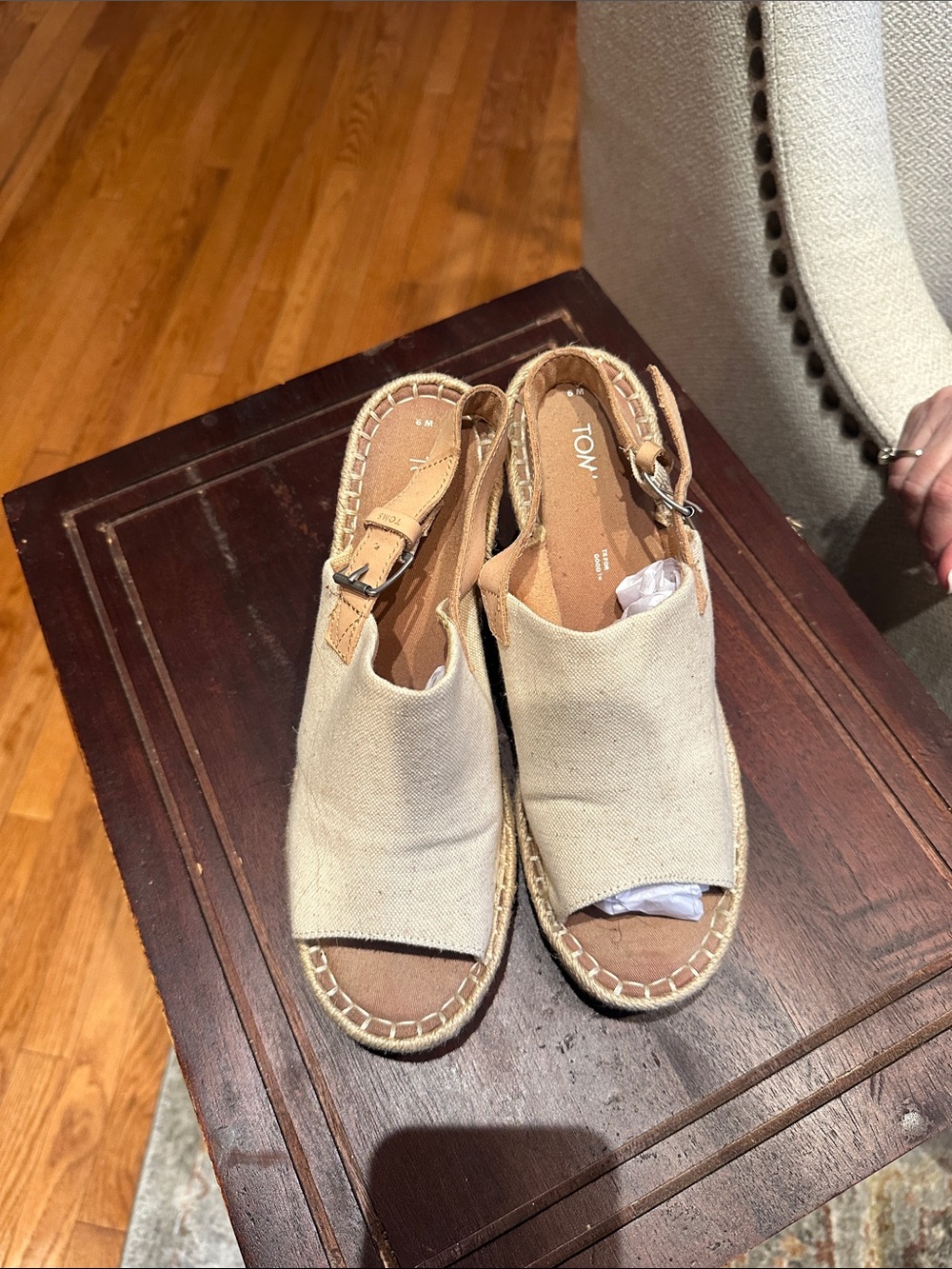 TOMS Natural Canvas Espadrille Slingback Sandals